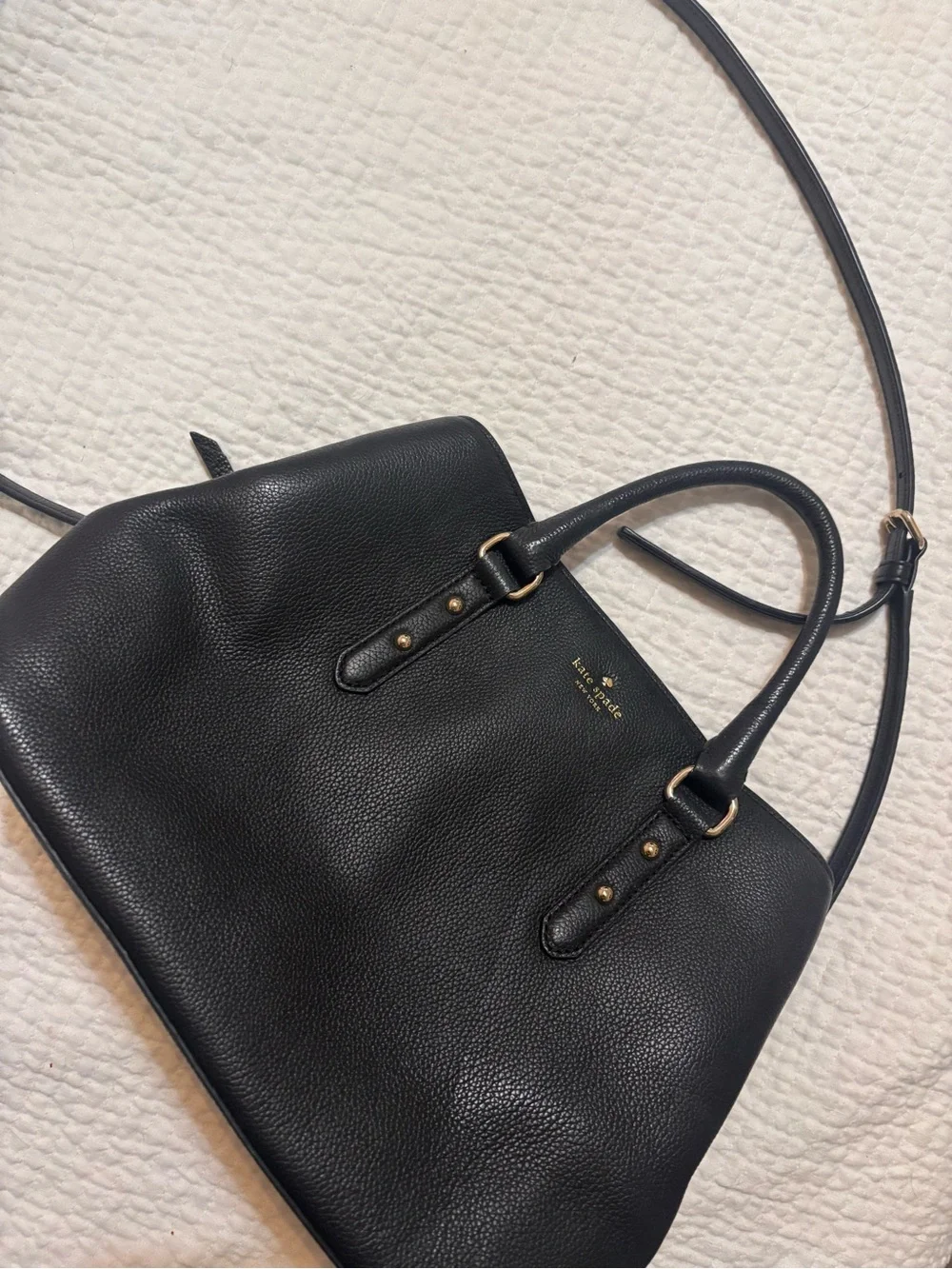 kate spade Black Pebbled Leather Satchel with Crossbody Strap